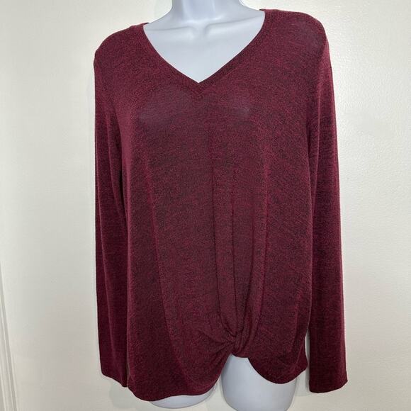 XS ANTHROPOLOGIE Sunday in Brooklyn Twist Front Top, V-Neck, Maroon, Boho - Picture 2 of 11